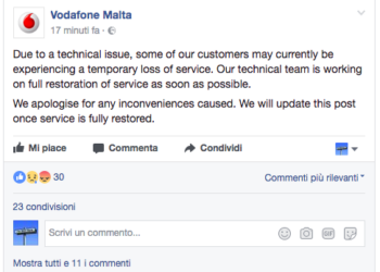 Vodafone giù — cause ancora ignote