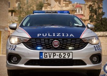Volante di polizia, auto della polizia,