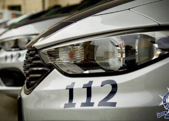 Volante di polizia, auto della polizia