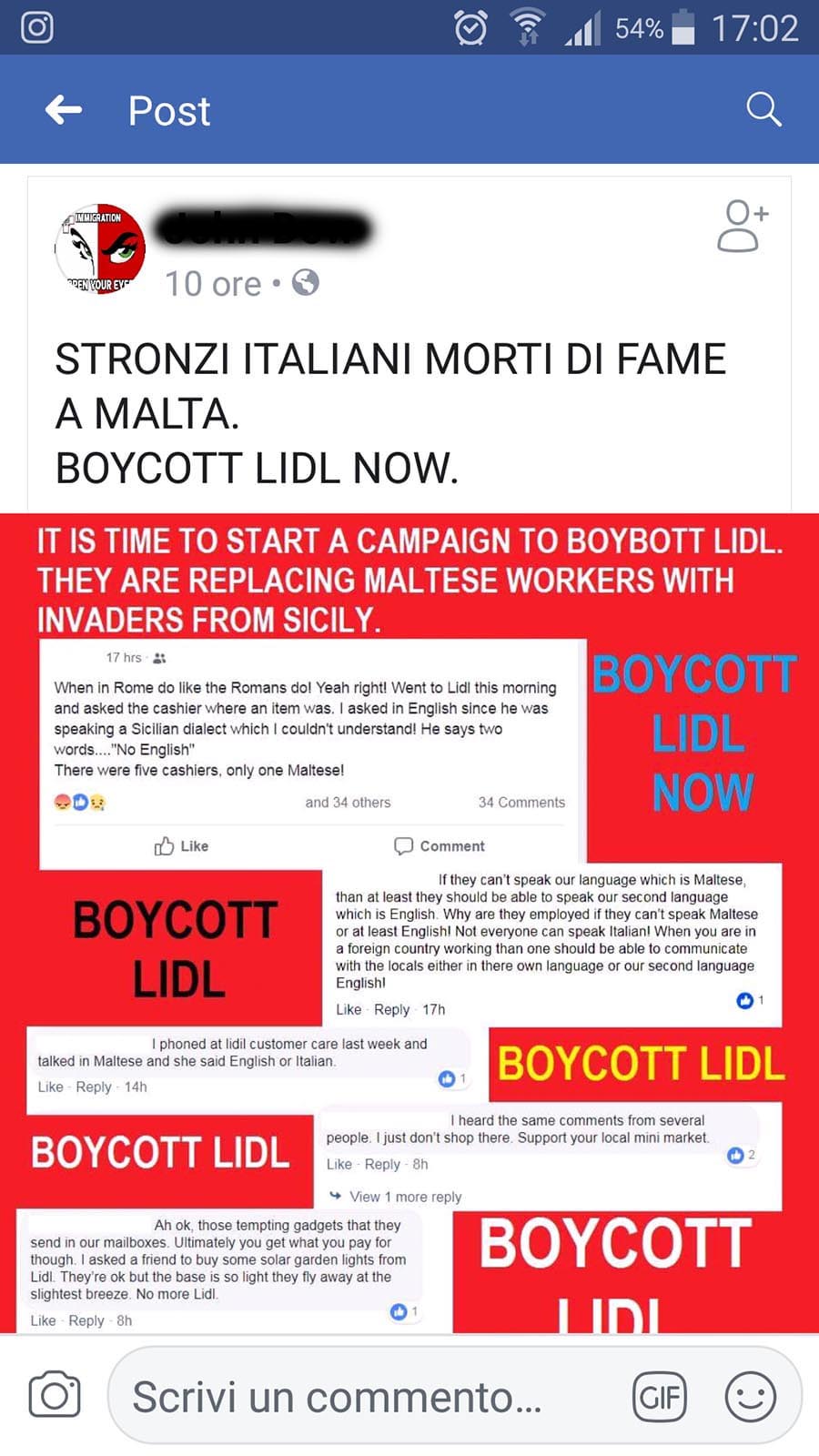boicottaggio lavoratori italiani lidl-min