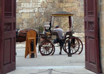 Una tradizionale carrozza per turisti, karozzin, karrozzini