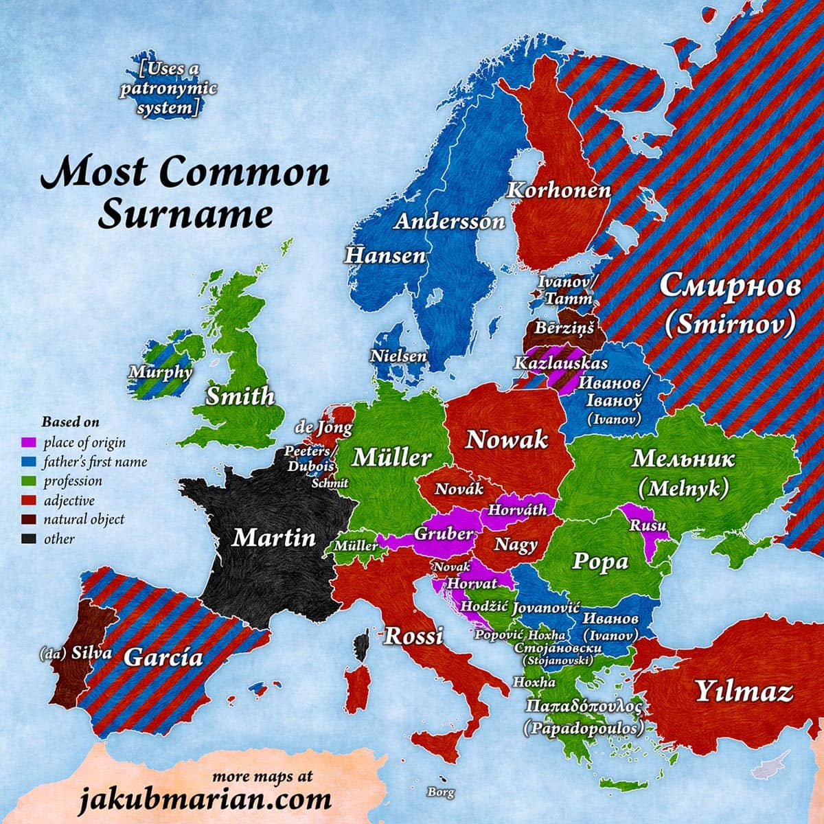 La mappa dei cognomi europei