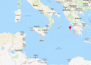 Mappa con epicentro terremoto