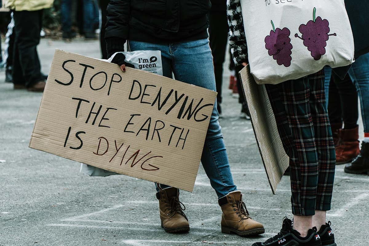 cambiamenti climatici manifestazione cartello