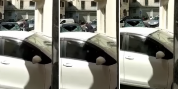 Ladro sfonda il parabrezza di un’auto in pieno giorno: il video diventa virale