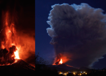 La spettacolare eruzione dell’Etna nella notte, avvistata anche da Malta