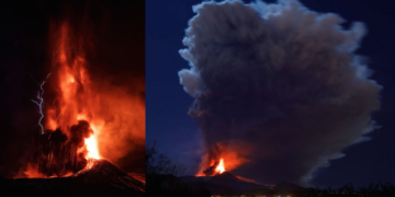 La spettacolare eruzione dell’Etna nella notte, avvistata anche da Malta