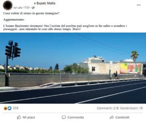 Foto della barriera pubblicata da un utentesul gruppo Facebook @Expats Malta