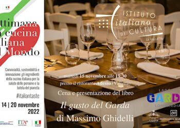 Cena e presentazione del libro “Il Gusto del Garda” in occasione della Settimana della Cucina Italiana nel Mondo