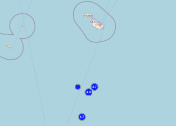 Tre forti scosse di magnitudo 4.7 e 4.9 a largo di Malta
