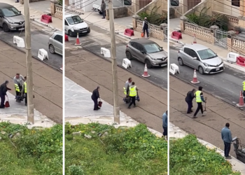 Lavori in corso a Zurrieq, operai si fermano per aiutare anziana donna ad attraversare la strada