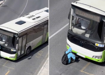 Non fa in tempo a salire sull’autobus della Tallinja così decide di fermarlo