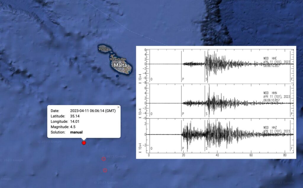 Bollettino terremoto 11-04-23 - @Seismic Monitoring and Research Group SMRG at UM via Facebook