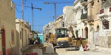 Main Street di Mosta durante i lavori@Maltese Roads Traffic Updates