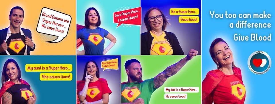 La campagna "Super Donor" - Blood Donation Malta - NBTS su Facebook