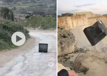 Getta tv in una cava e filma tutto con il telefonino, ERA condanna l’ennesima follia social