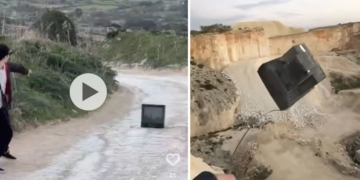 Getta tv in una cava e filma tutto con il telefonino, ERA condanna l’ennesima follia social