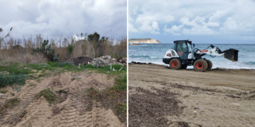 Escavatori avvistati sulla spiaggia di Armier Bay, Ministero interviene: «Sono solo lavori di pulizia ordinari»