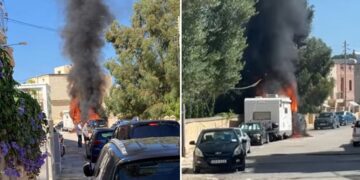 Incendio a St. Julian’s, tre veicoli avvolti dalle fiamme