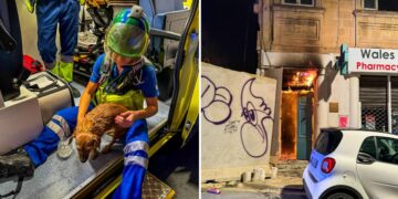 Quattro persone e un cane tratti in salvo tra le fiamme che hanno avvolto un’abitazione a Sliema
