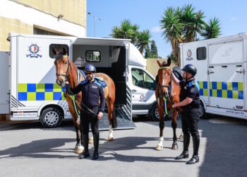 La polizia a cavallo si rinnova con due nuovi cavalli dall’Irlanda e mezzi specializzati