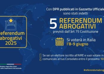 Referendum abrogativi dell’8 e 9 giugno 2025: al voto anche gli italiani all’estero