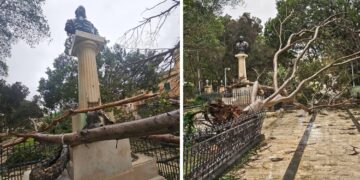 La tempesta Harry lascia il segno anche a Floriana: danneggiato il monumento a Vincenzo Bugeja