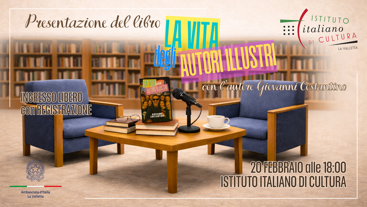 A Valletta la presentazione del libro “La vita degli autori illustri” di Giovanni Costantino