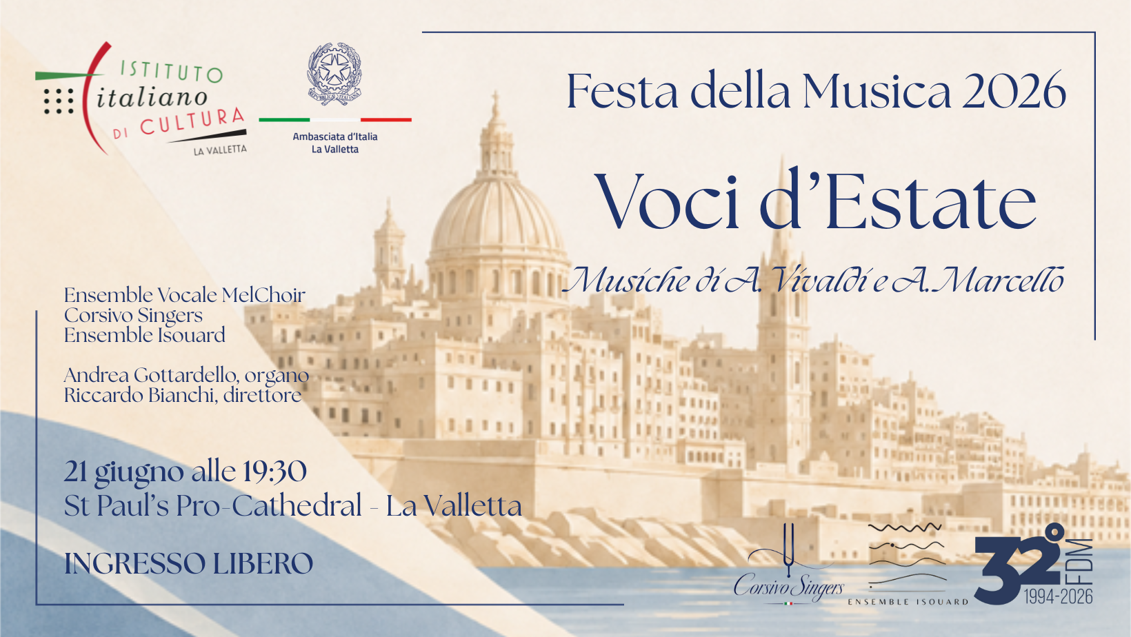 Voci d’Estate, il barocco veneziano risuona nella St. Paul’s Pro-Cathedral per la Festa della Musica